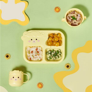 ベビー食器 キッズ 抗菌PP製 ひつじ アニマル 食事セット 5点セット 仕切りプレート スプーン フォーク 持ち手付きカップ 両手付きボウル 離乳食 かわいい