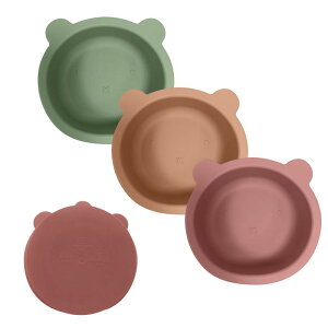 ベビー食器 キッズ 赤ちゃん用 シリコン製 吸盤付き トレーニングボウル 離乳食 補助食 食事用 クマ パンダ キャラクター かわいい ひっくり返らない こぼれない 滑り止め(x2)
