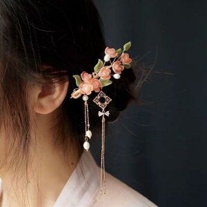髪飾り レディース 梅の花 ヘアクリップ サイドクリップ 宋風 上品 エレガント 漢服アクセサリー 和装小物 森ガールスタイル 妖精風 花嫁 ブライダル 結婚式 パーティー 発表会