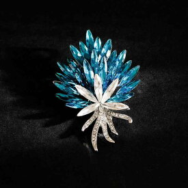 ブローチ 高級感 輝くクリスタル 麦穂デザイン エレガント 個性的 上品 男女兼用 コート ジャケット スーツ フォーマル 結婚式 アクセサリー 合金製 ワインレッド ブルー 電気メッキ