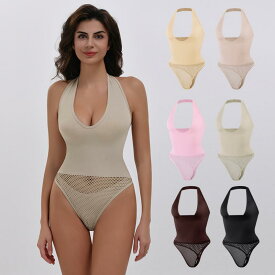 補正下着 レディース ホルターネック セクシー バックオープン ボディスーツ ウエストシェイプ お腹引き締め ヒップアップ シームレス ぴったりフィット 大きいサイズ