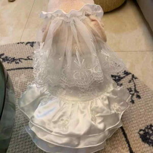 犬用ドレス フレンチブルドッグ シュナウザー プードル テディ 小型犬 中型犬 ウェディング 結婚式 セレモニー フォーマル プリンセス かわいい リボン ポリエステル ホワイト 春夏