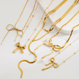 ネックレス レディース 蝶結び バタフライ スネークチェーン 鎖骨チェーン チタン鋼 シンプル おしゃれ 上品 カジュアル ファッション アクセサリー ジュエリー