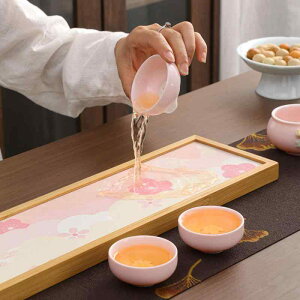 茶器 ピンク 手びねり 花柄 日式 陶器 アフタヌーンティーセット 吸水速乾 ティートレー付き かわいい おしゃれ おうちカフェ 来客用 シンプル モダン