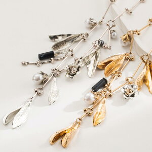 ネックレス レディース 欧米風 大ぶり パール リーフ フラワー 幾何学 合金 ペンダント 個性的 レトロ アンティーク チョーカー 金色 銀色 電気メッキ加工