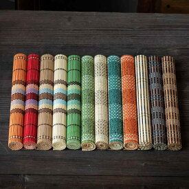 ランチョンマット 竹製 ティーマット 茶器マット コースター テーブルマット 耐熱 断熱 水切り 北欧風 モダン チェック ストライプ柄 食卓用(x2)