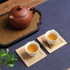 コースター 竹製 彩絵 花柄 竹柄 レトロ 中華風 新中華風 茶器用 カップマット 鉄瓶置き 断熱 耐熱 茶道 中国茶 来客用 和風 卓上小物 敷物
