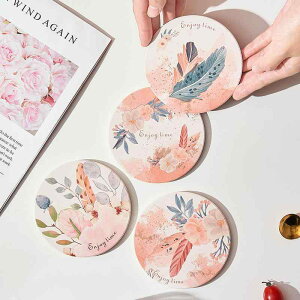 コースター 花柄 吸水性 滑り止め 断熱 円形 陶器製 コルク おしゃれ かわいい カップマット ティーソーサー 普段使い 来客用 ダイニング カフェ