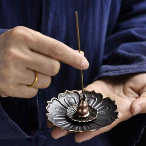 香炉 お香立て 合金製 多機能 複数穴 ひょうたん 蓮 香皿 線香 渦巻き香対応 中華風 オリエンタル アンティーク調 ブロンズカラー 電気メッキ加工 インテリア 置物 癒しグッズ