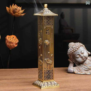 線香立て 香炉 蓮モチーフ 禅風 新中国風 メタル製 電気メッキ加工 室内用 書斎 茶室用 置物 オブジェ インテリア 飾り 高級感 モダン 洗練された アンティーク調 リラックス 癒し 瞑想