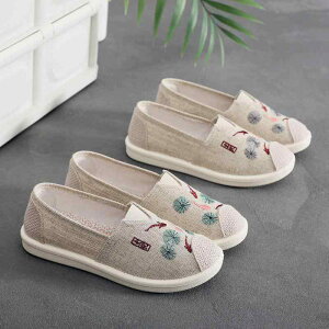 スリッポン 帆布シューズ レディース マタニティ シニア 靴 エスパドリーユ 刺繍 フラット ぺたんこ ポリウレタン 麻 通気性 軽量 滑り止め 韓国風 無地