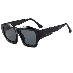 サングラス ユニセックス 欧米ファッション 多角形 変形 スクエア UV400カット 紫外線対策 軽量 おしゃれ 個性的 トレンド モダン ストリート ドライブ 旅行 アウトドア 普段使い