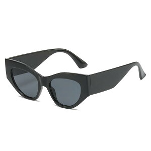 サングラス レディース キャットアイ UV400 紫外線カット ビッグフレーム 小顔効果 欧米風 おしゃれ 個性的 幅広テンプル PC素材 旅行 ドライブ レジャー 春夏 ファッション小物 ブラック グレ