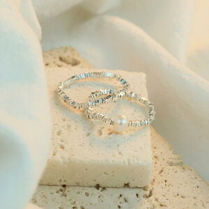 指輪 男女兼用 ユニセックス 天然パール クラッシュシルバー925 ハンドメイド 手作り 洗練されたデザイン 個性的 高級感 小粒パール スタイリッシュ 通勤 オフィス フォーマル カジュアル ア