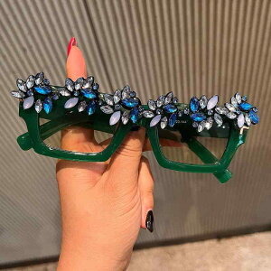 サングラス レディース レトロ スクエアフレーム ラインストーン UVカット 個性的 おしゃれ 小顔効果 デイリーユース ステージ イベント パーティー