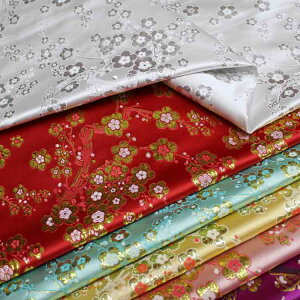 生地 子供服 舞台衣装 民族衣装 チャイナドレス用 映像作品 装飾用 錦織り 金銀糸 ジャカード織り 梅花柄 ポリエステル テキスタイル 中国風 レトロ 秋冬 ホワイト レッド ピンク