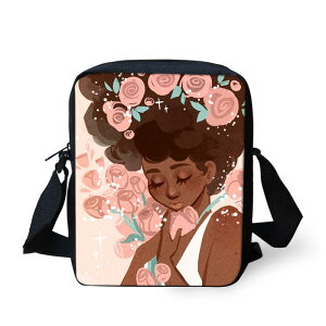 キッズ ショルダーバッグ アフリカの女の子柄 コインケース ポリエステル製 縦型 スクエア型 ファスナー開閉 男女兼用 子供用 斜めがけ ミニポーチ 普段使い お出かけ