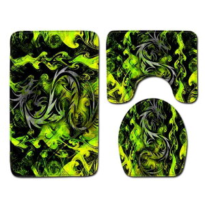 トイレマット フタカバー 便座カバー付き 3点セット おしゃれなデザイン 浴室用 ポリエステル 丸洗いOK 滑り止め 吸水速乾 モダン 長方形