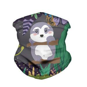 サイクリング フェイスマスク 男女兼用 ナマケモノ プリント柄 防風 多機能 ネックゲイター フェイスカバー ポリエステル素材 スポーツ アウトドア 日焼け対策 防寒対策