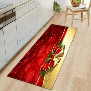 フロアマット クリスマス キッチン 玄関 リビング ラグ ソファ下 ロング 長方形 ポリエステル 洗える ウォッシャブル