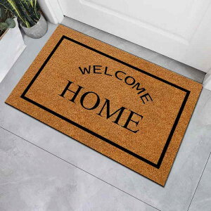 玄関マット 家庭用 アルファベット柄 滑り止め 泥落とし 砂落とし ココヤシ繊維風 ポリエステル 長方形 ドアマット エントランス モダン 黒