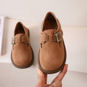 靴 シューズ キッズ ベビー 男の子 女の子 モカシン フラットシューズ ソフトソール スエード レザー ゴム底 通気性 滑り止め 耐摩耗性 マジックテープ レトロ 春秋 ブラウン カジュアル 普