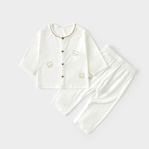 ベビー服 ユニセックス 上下セット 綿素材 薄手 吸湿速乾 ルームウェア パジャマ クルーネック トップス ロングパンツ 赤ちゃん 子供服 夏 部屋着 冷房対策 かわいい 透かし動物柄