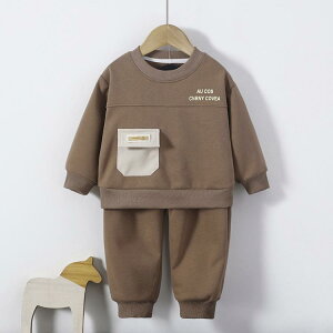 ベビー服 男の子 男児 乳幼児 スウェット上下セット トレーナー キャラクター かわいい おしゃれ 韓国風 コットン 春秋 長ズボン 普段使い ブラウン系