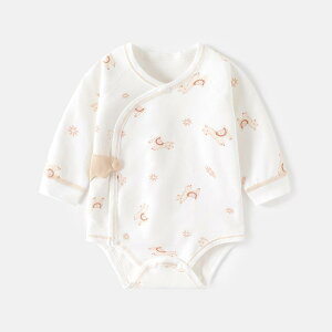 ロンパース ベビー 新生児 赤ちゃん 長袖 三角 無縫製 プリント柄 綿100% コットン ボディスーツ 男女兼用 ユニセックス 前開き かわいい 春秋 お部屋着 普段使い