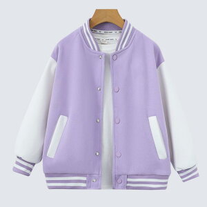 ジャケット キッズ 女の子 中大童 ベースボールジャケット スタジャン アウター ブルゾン スポーツ カジュアル おしゃれ かわいい 春秋 無地 長袖 ポリエステル パープル ピンク ブラック