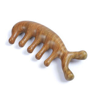 マッサージブラシ 緑檀 サンダルウッド イルカ型 五本指型 粗目 天然木製 無塗装 精巧仕上げ 頭皮ケア フェイス 鼻 リラックス ツボ押し