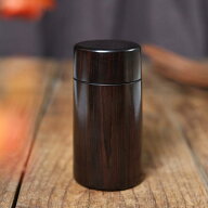 茶筒 高級黒檀 紫光檀 無垢材削り出し 大容量 密閉式 職人研磨仕上げ トラベル 持ち運び 茶葉保存 キャニ…
