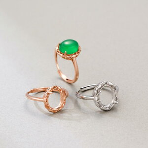 指輪 レディース S925 スターリングシルバー ローズゴールドメッキ オーバル型 爪留め オープンリング フリーサイズ 石なし 空枠 上品 繊細 高見え 普段使い オフィス