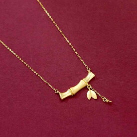 ネックレス S925 シルバー ゴールドカラー 竹節ペンダント チェーン 和風 エレガント シンプル 縁起物 開運 通勤 ファッション アクセサリー