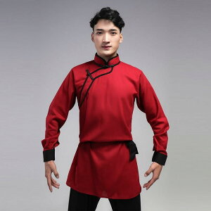 民族衣装 男性用 大人用 モンゴル民族 舞踊 舞台 演出 ダンス 箸踊り シェニール スパンデックス ポリエステル ワインレッド