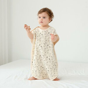 スリーパー ベビー 新生児 赤ちゃん 子供用 ノースリーブ ベストタイプ 綿 6重ガーゼ 一体型 夏 冷房対策 寝冷え防止 寝具 パジャマ 寝汗対策