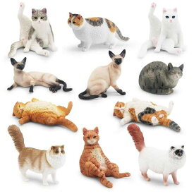 おもちゃ キッズ リアルな猫 動物フィギュア 精巧 かわいい ラグドール シャム 茶トラ 黒猫 ぶち猫 寝姿 座り姿 インテリア 飾り オブジェ