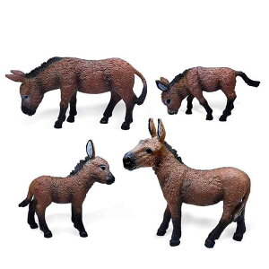 動物フィギュア 農場 ロバ ドンキー 子ロバ 精巧 リアル 中実 静的 茶色 ブラウン 牧場 ジオラマ 砂場遊び デスク 卓上 置物 インテリア ディスプレイ おもちゃ 知育玩具 コレクション