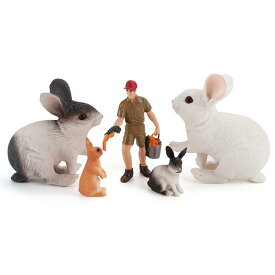 フィギュア 牧場 動物モデル PVC製 かわいい 白うさぎ リアル 立ち姿 蹲り姿 ウサギ 飼育員 ミニチュア おもちゃ トイ コレクション セット 子供向け 観賞用