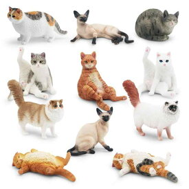フィギュア キッズ リアル 猫 ねこ 模型 PVC製 精巧な かわいい ラグドール シャム 茶トラ グレー 三毛 ブチ 黒 白 寝そべり 足上げ くつろぎ 横たわる 座り 伸び 置物 インテリア 部屋飾り