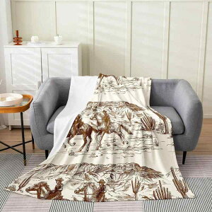 ブランケット スローケット ワイルドウエスト風 砂漠 手描きイラスト フランネル素材 ポリエステル 柔らか 肌触り 快適 保温 あったか おしゃれ プリント お部屋 インテリア リビング用 通