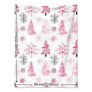 ブランケット ピンク クリスマスツリー柄 雪の結晶柄 フランネル 柔らかい肌触り ソフト あたたか 暖かい 軽量 お昼寝 キャンプ 旅行 アウトドア ソファカバー ひざ掛け 多機能 ポリエステ