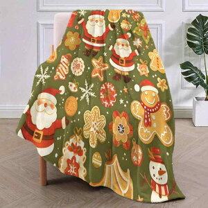 毛布 クリスマス フランネル ブランケット ジンジャーマン サンタ スノーマン柄 ふわふわ 柔らか あったか 保温 肌触り良い ソファ ベッド オフィス 仮眠 お昼寝 リビング 車中泊