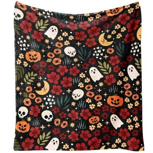ブランケット レディース ハロウィン 骸骨 ゴースト カボチャ フランネル 毛布 ポリエステル ふわふわ 柔らかい 軽量 ソファ ベッド 椅子 寮 部屋 リビング インテリア 通年