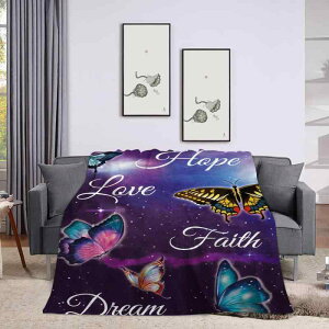 ブランケット カラフル 蝶柄 プリント 柔らか ふわふわ フランネル毛布 ポリエステル ひざ掛け リビング 寝室 ポップ おしゃれ インテリア