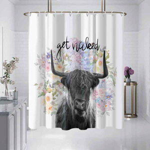 シャワーカーテン ウエストハイランドホワイトテリア 犬柄 デジタルプリント 防水 ポリエステル製 穴開け不要 突っ張り棒式 浴室 お風呂 トイレ 間仕切り 目隠し おしゃれ かわいい モダン