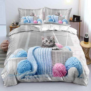 寝具 かわいい猫柄 3点セット ポリエステル綿 ピーチスキン ソフトタッチ シングル セミダブル 洗える 速乾 オールシーズン アニマル 子供部屋 寝室 模様替え