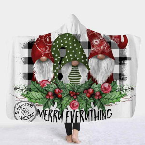 着る毛布 フード付き ポンチョ クリスマス柄 総柄 デジタルプリント 厚手 二重層 ボアフリース ルームウェア 部屋着 あったか 保温 防寒 快適 ひざ掛け ブランケット ソファ オフィス 昼寝