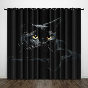 カーテン 猫柄 バラ柄 高密度生地 厚手 プリント 高遮光 断熱 遮熱 省エネ 防音効果 地中海風 デザイン リビング 寝室 子供部屋 書斎 居間 窓用