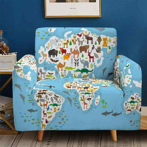 ソファカバー L字型 コーナーソファ 肘なし マップ柄 防塵 滑り止め 伸縮フィット オールシーズン フルカバー 全面保護 3Dデジタルプリント ポリエステル ピーチスキン加工